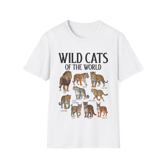 Wild Cats Animals of The World Educational Wild Animal Lover T-Shirt