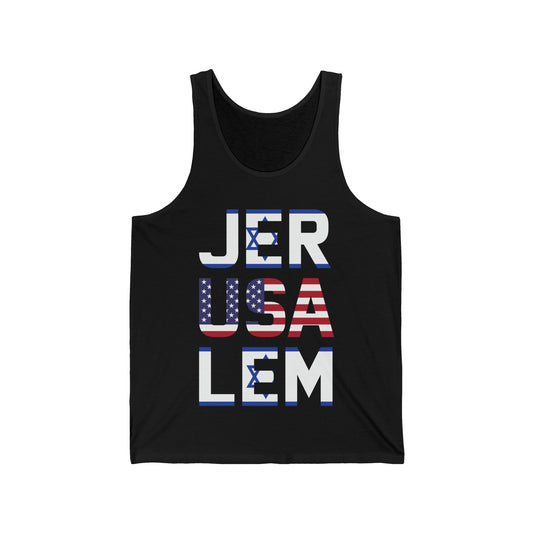Jerusalem City USA Israel Flag Jewish Support Jerusalem Tank Tops for Men Women