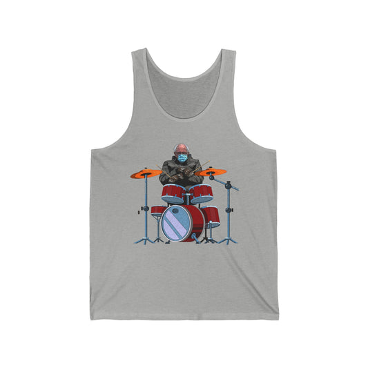Bernie Sanders Drummer Inauguration Mittens Meme Sitting Drums Tank Tops For Men Women