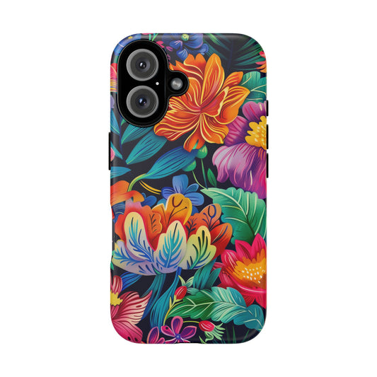 Floral Fiesta Pattern iPhone 16 Pro Max Plus Case Wireless Charging Compatible Tough Cases Protection, Magnetic Phone Case for iPhone Classic Series