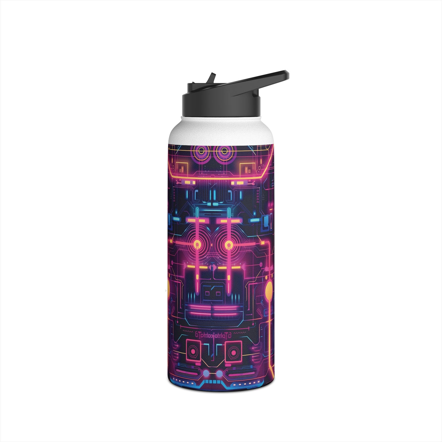 Cyberpunk Neon Pattern Stainless Steel Water Bottle with Twist-on Lid and Double-Wall Vacuum Insulation