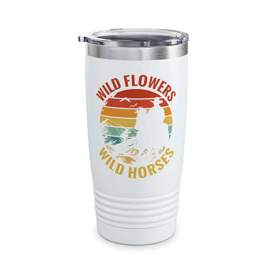 Wild Flowers and Wild Horses Vintage Sunset Country Cowgirl Cowboy Tumbler For Men Women Tumbler