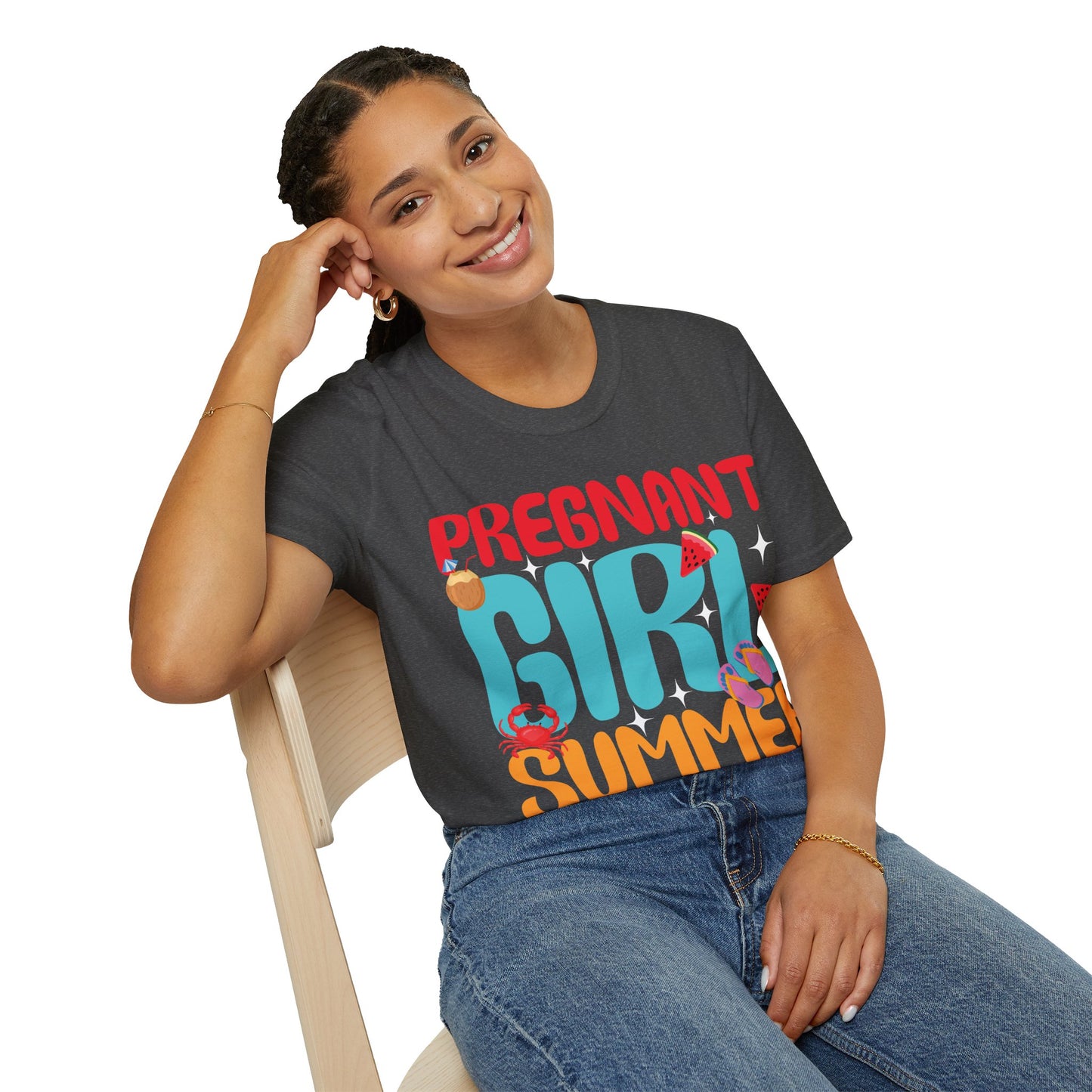 Groovy Pregnancy Reveal Pregnant Girl Summer T-Shirt For Baby Shower T-Shirt