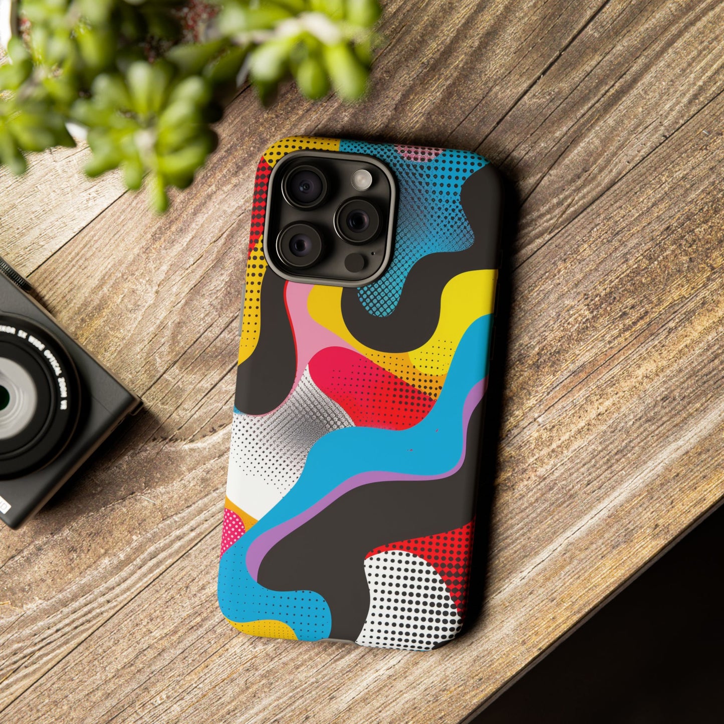 Pop Art Punch Pattern iPhone 13 14 15 16 Pro Max Plus Case Wireless Charging Compatible Tough Cases Protection, Magnetic Phone Case for iPhone Classic Series