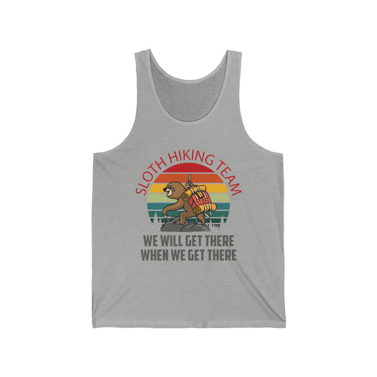 Retro Sloth Hiking Team We'll Get There When We Get There Hikers Hiking Tank Top