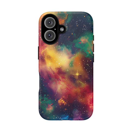 Galaxy Print Vibrant Pattern iPhone 13 14 15 16 Pro Max Plus Case Wireless Charging Compatible Tough Cases Protection, Magnetic Phone Case for iPhone Classic Series