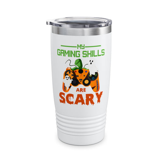 My Gaming Skills Are Scary Halloween Pumpkin Gaming Controller Tumbler For Gamers