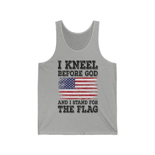 I Kneel Before God And I Stand For The Flag USA United States Flag Tank Tops For Men Women