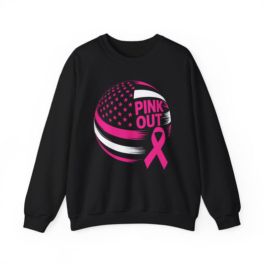 Volley Ball Pink Ribbon Breast Cancer Awearness USA Flag Sweatshirt For Men Women