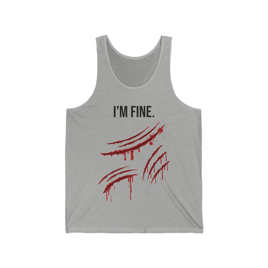 Tiger Claws I'm Fine Bloody Zombie Scary Halloween Costume Tank Top Men Women
