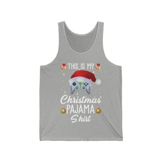 Funny This Is My Christmas Pajama Santa Hat Gamer Video Game Gaming Tank Top