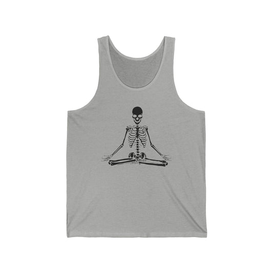 Meditating Skeleton Funny Freaky Yoga Zen Balance Halloween Costume Top for Men Women Tank top