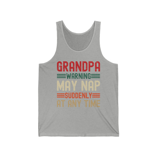 Funny Mens Grandpa Warning May Nap Suddenly At Any Time Vintage Father Day Tank Top
