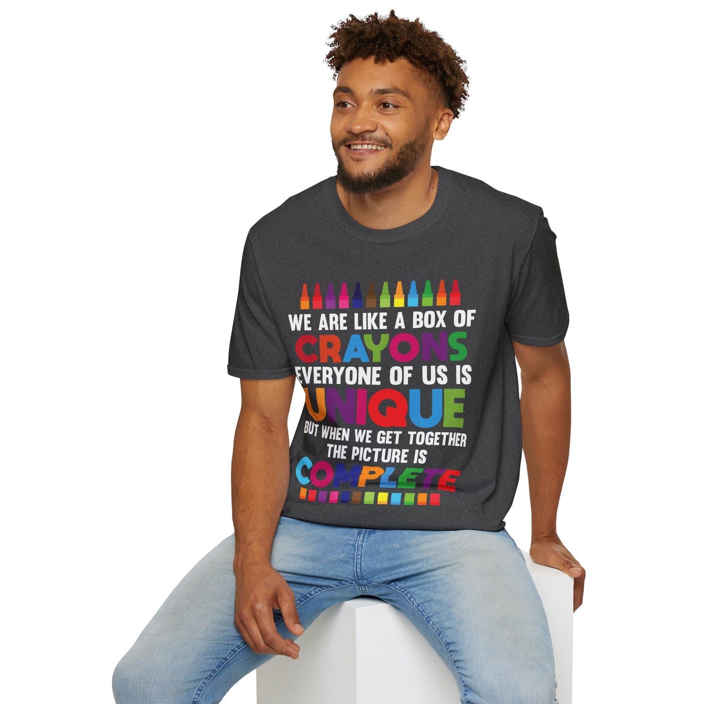 Funny Teacher We Are Like a Box of Crayons Back to School T-Shirt For Men Women Kids T-Shirt