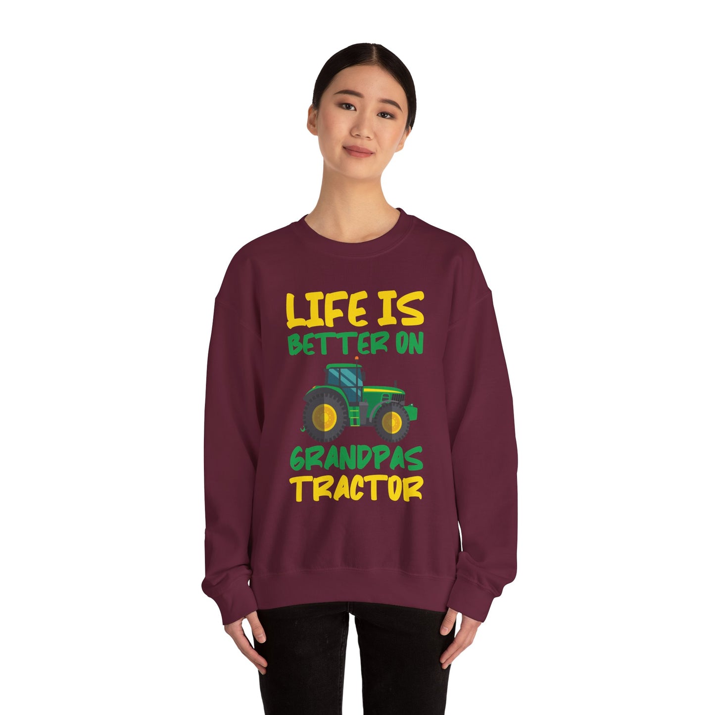 Funny Life Is Better On Grandpas Tractor Kids Farm Tractor Boy Sweatshirt