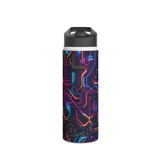Cyberpunk Neon Vibrant Color Pattern Stainless Steel Water Bottle with Twist-on Lid and Double-Wall Vacuum Insulation