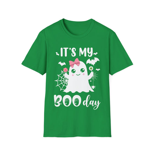 Funny Its My Boo Day Cute Birthday Ghost Pink Bow Funny Halloween T-Shirt