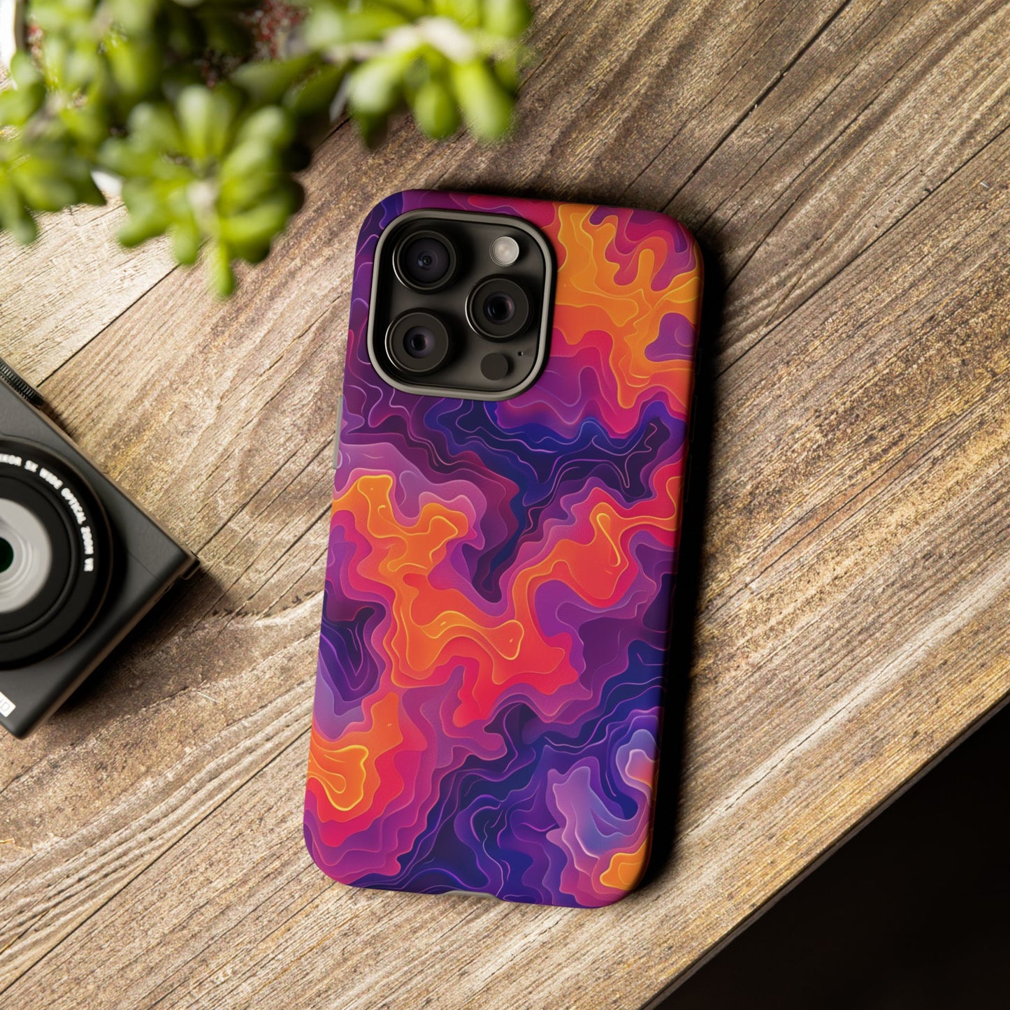 Electric Sunrise Pattern iPhone 13 14 15 16 Pro Max Plus Case Wireless Charging Compatible Tough Cases Protection, Magnetic Phone Case for iPhone Classic Series