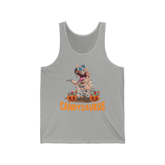 Funny Candysaurus Dinosaur Pumpkin Candy Halloween Zombie T-rex Tank Top Men Women Kids