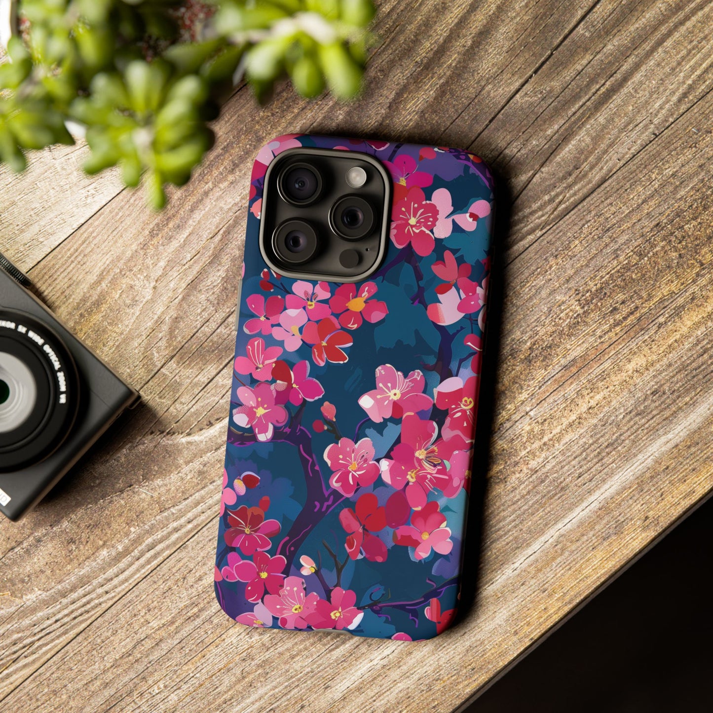 Sakura Blossoms Pattern iPhone 13 14 15 16 Pro Max Plus Case Wireless Charging Compatible Tough Cases Protection, Magnetic Phone Case for iPhone Classic Series