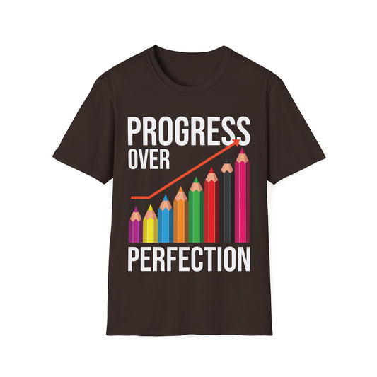 Motivational Progress Over Perfection back to School Teacher Kindergarten T-Shirt