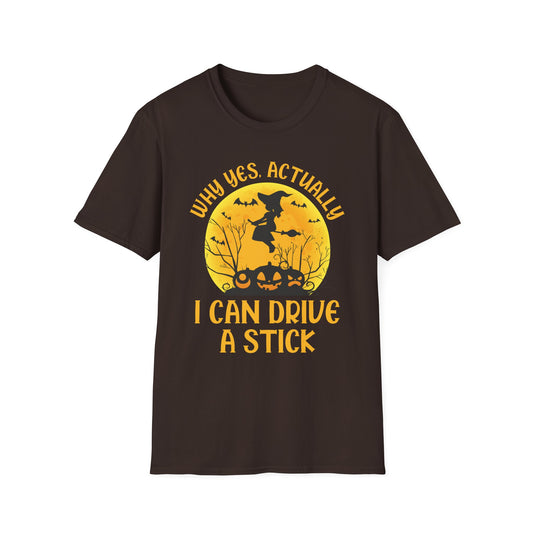 Funny Why Yes Actually I Can Drive A Stick Witch halloween Party T-Shirt Girls