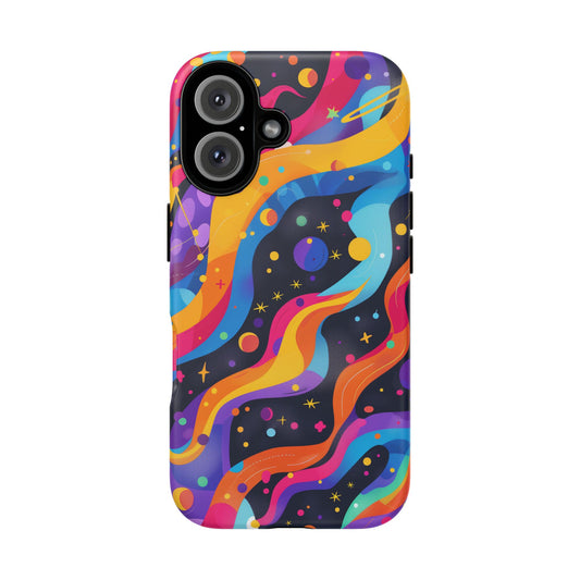 Planetary Parade Vibrant Pattern iPhone 13 14 15 16 Pro Max Plus Case Wireless Charging Compatible Tough Cases Protection, Magnetic Phone Case for iPhone Classic Series