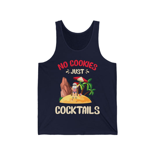 No Cookies Just Cocktails Santa Christmas in July Beach Xmas Tank Top