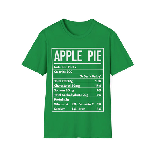 Funny Thanksgiving Christmas Apple Pie Nutrition Facts T-Shirt For Men Women