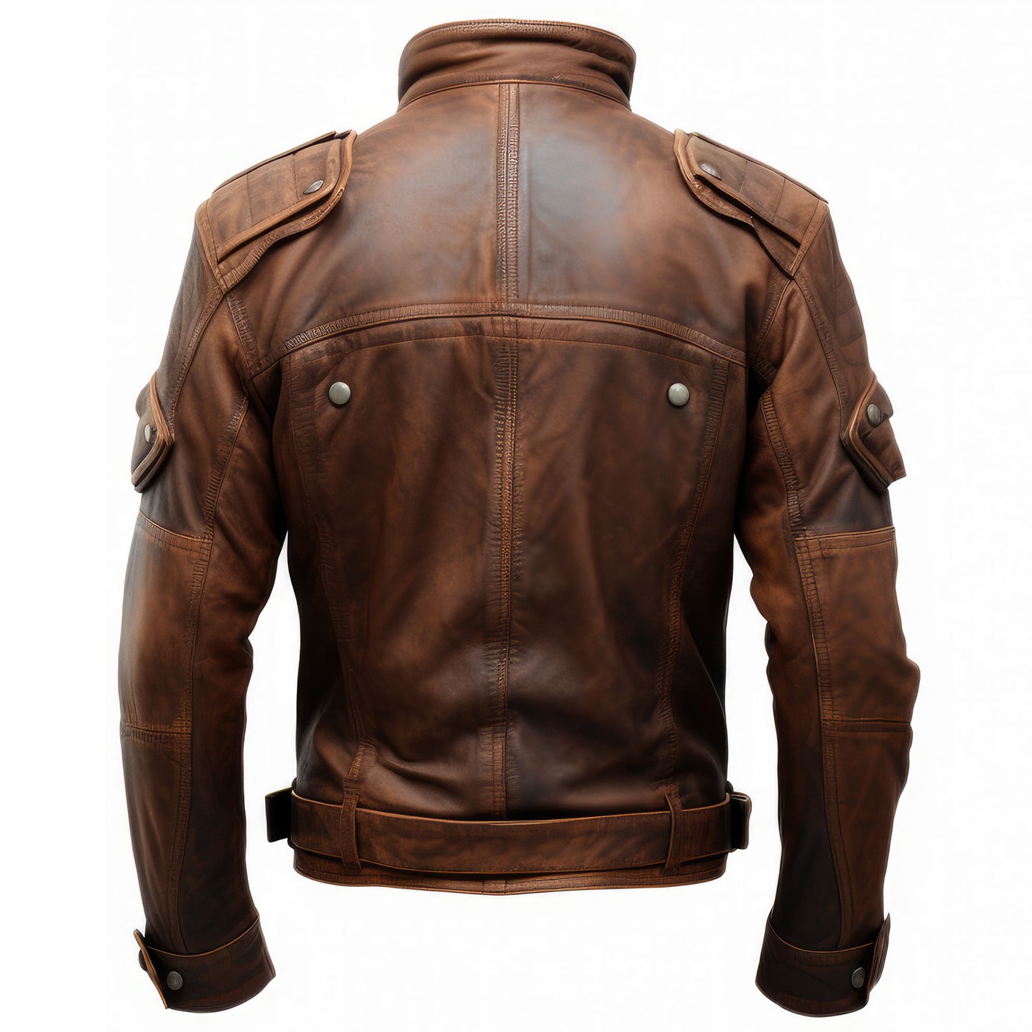 Mens Aviation Genuine Leather Jacket Military Lapel Zipper Front Pockets Pilot Vintage Leather Jackets