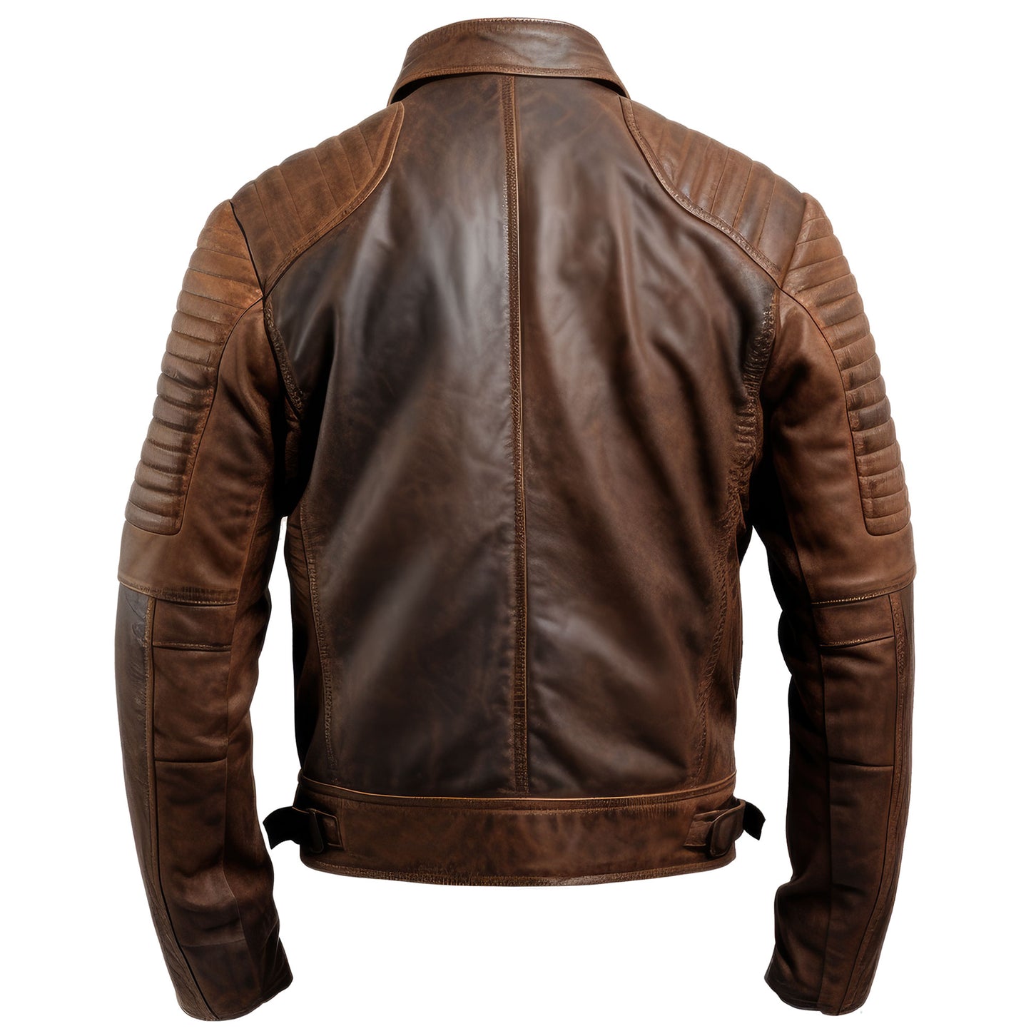 Mens Leather Jacket Puffer Racer Slim Fit Zipper Pocket Moto Biker Genuine Leather Jackets