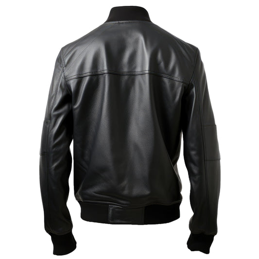 Mens Black White Varsity College Varsity Jackets Bomber Zipper Genuine Leather Jackets