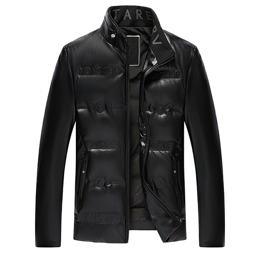 Mens Split Leather Coat Thickened Warm Men's Puffer Jacket Genuine Leather Jackets