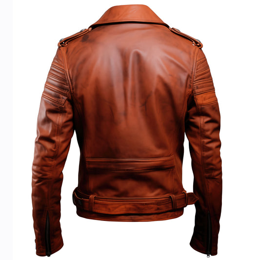Mens Double Rider Motorcycle Coat Zipper Multi Pockets Stand Collar Lapel Bikers Genuine Leather Jackets