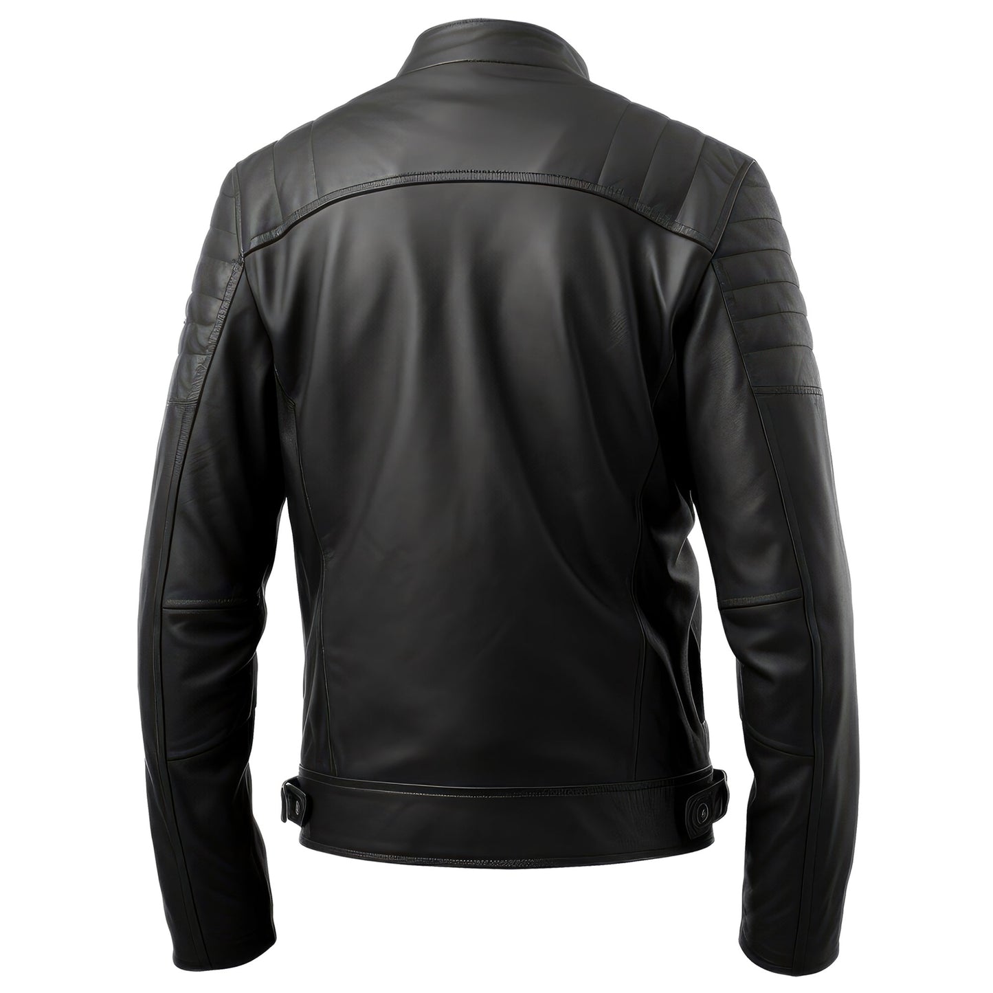 Mens Leather Jacket Stand Collar Blazer Punk Moto Motorcycle Biker Zipper Genuine Leather Jackets