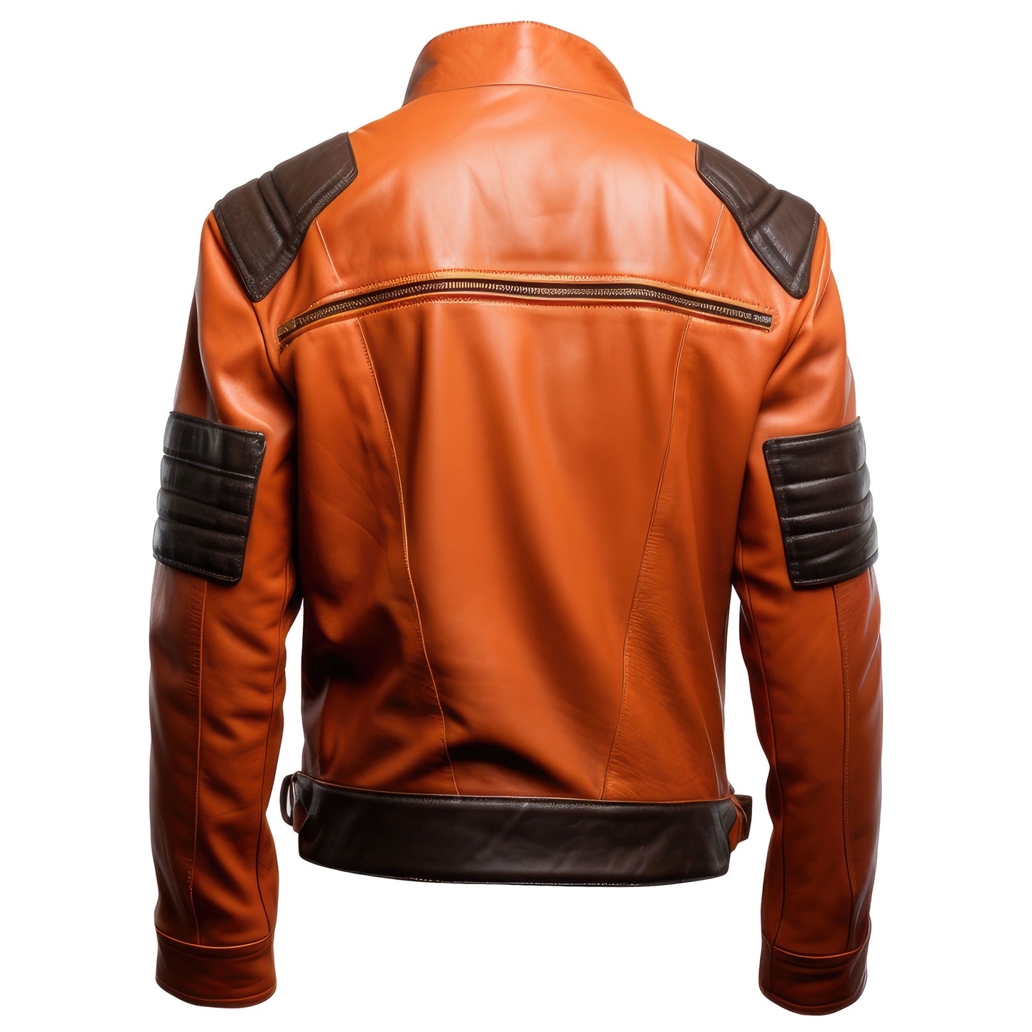 Mens Biker Leather Jacket Motorcycle Coat Side Pockets Zipper Stand Collar Genuine Leather Jackets