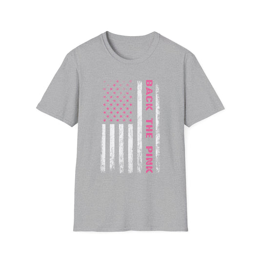 Back The Pink USA Flag Pink Breast Cancer Awareness October Tshirt
