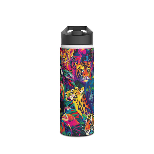 Animal Collage Pattern Stainless Steel Water Bottle with Twist-on Lid and Double-Wall Vacuum Insulation