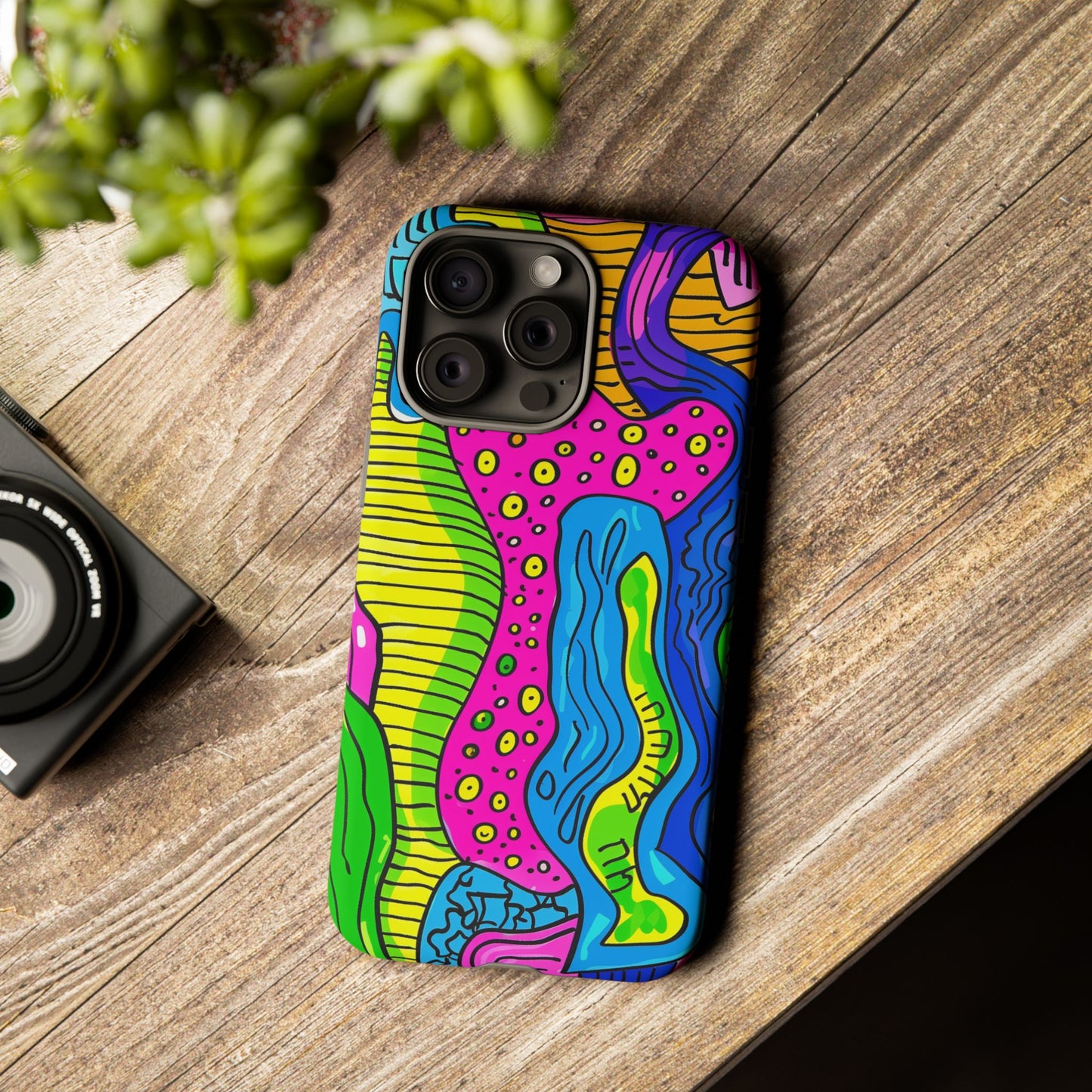 Abstract Rainbow Colored Pattern iPhone 13 14 15 16 Pro Max Plus Case Wireless Charging Compatible Tough Cases Protection, Magnetic Phone Case for iPhone Classic Series