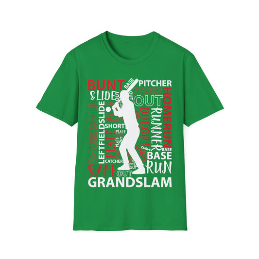Baseball Typography Word Art Vintage Player Batter T-Shirt For Men Women T-Shirt