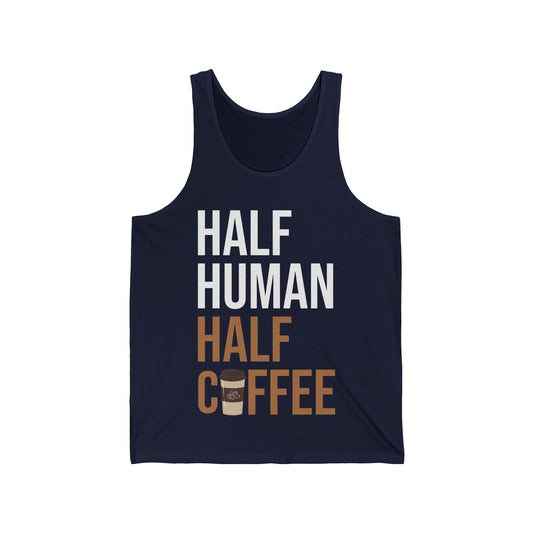 Funny Half Human Half Coffee Espresso caffeine Lovers Tank Top Men Women