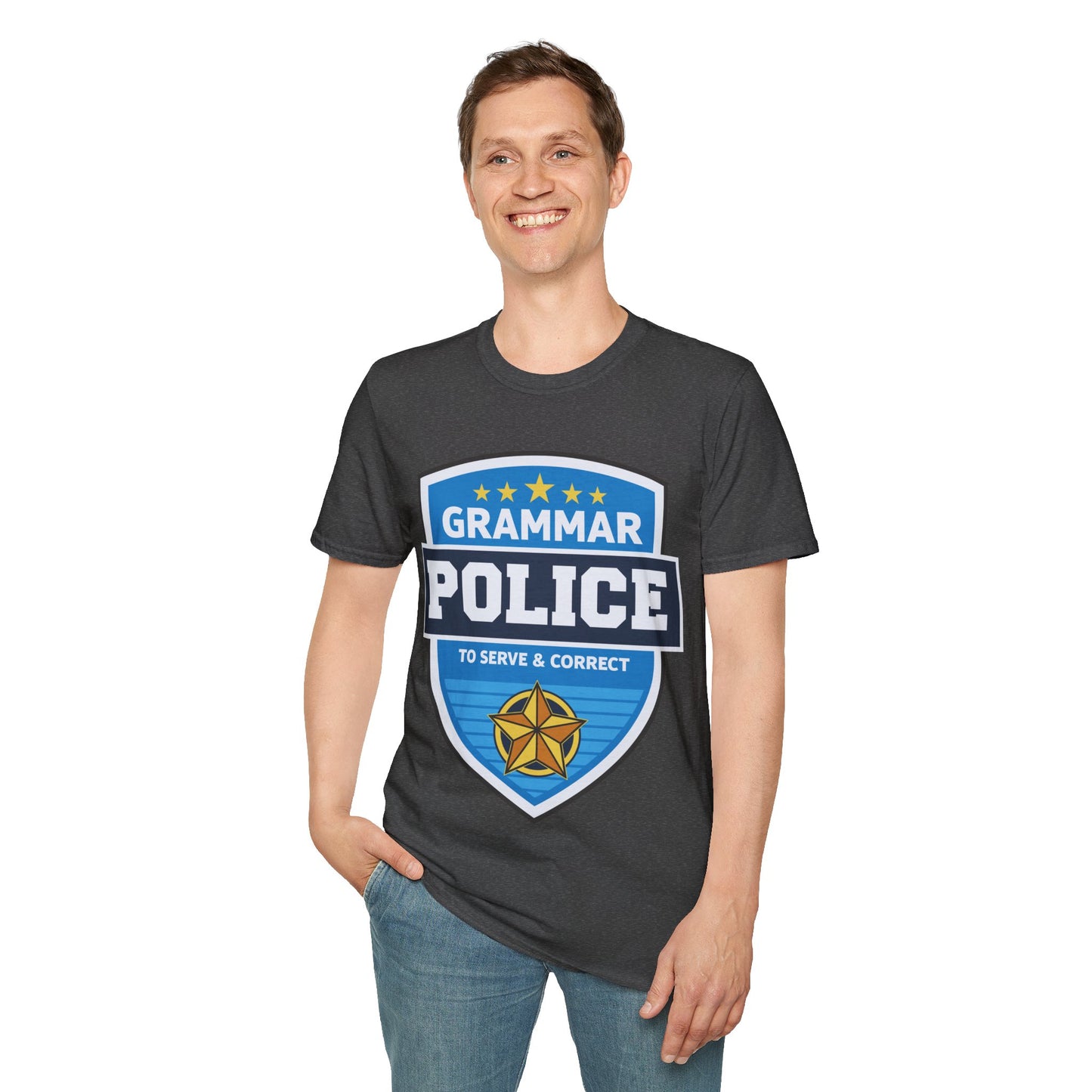 Grammar Police Badge To Serve and Correct Teacher Student T-Shirt Men Women