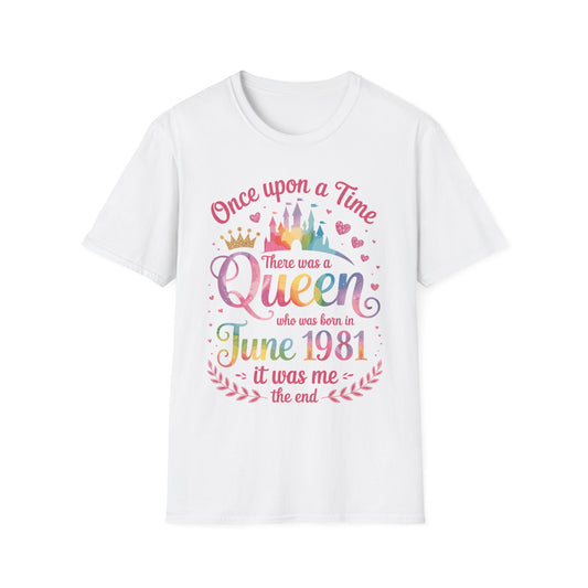 Funny 45 Years Old Birthday Girl 45 Birthday Queen June 1981 T-Shirt For Women