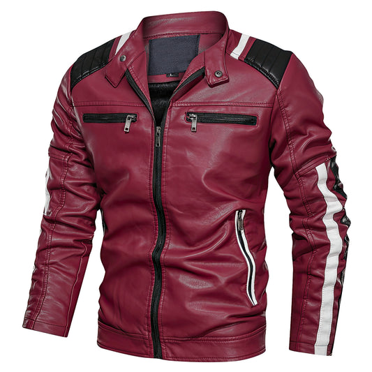Mens Leather Jacket Motorcycle Contact Color Coats Autumn And Winter Outwearing Biker Faux and Genuine Leather Jackets