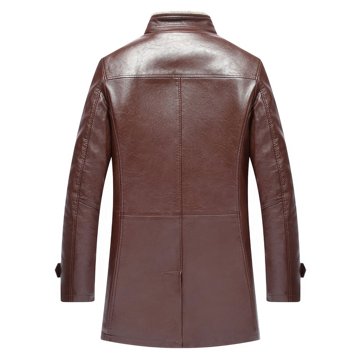 Mens Leather Coat Thickening Fur Coat Man Warmth Overcoat Larger Size Long Standing Collar Genuine Leather Jackets