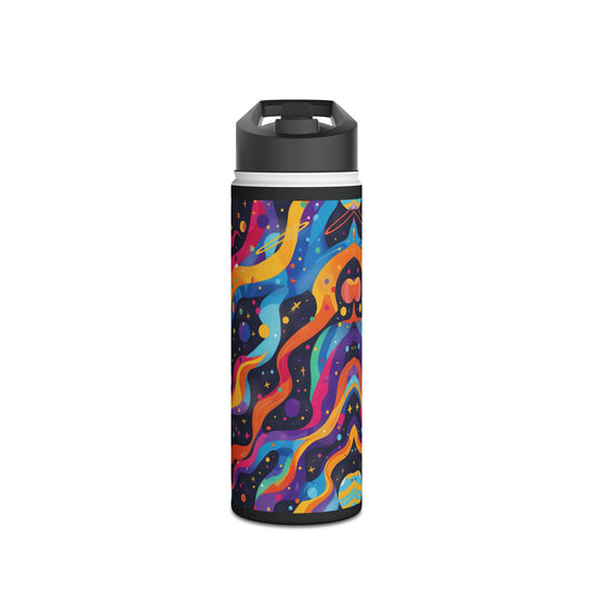 Planetary Parade Vibrant Pattern Stainless Steel Water Bottle with Twist-on Lid and Double-Wall Vacuum Insulation
