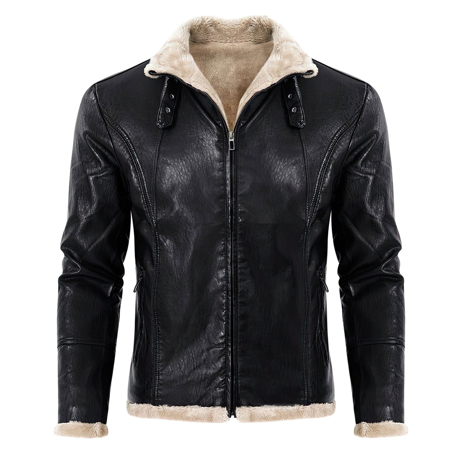 Men's Jackets Winter Fur Jacket Thickened Warm Turn Collar Coat Men's Padded Genuine Leather Jackets
