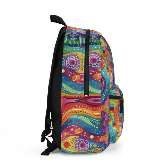 Abstract Rainbow Doodle Pattern Backpacks for Men Women Kids School Travel, Capacity School Backpacks