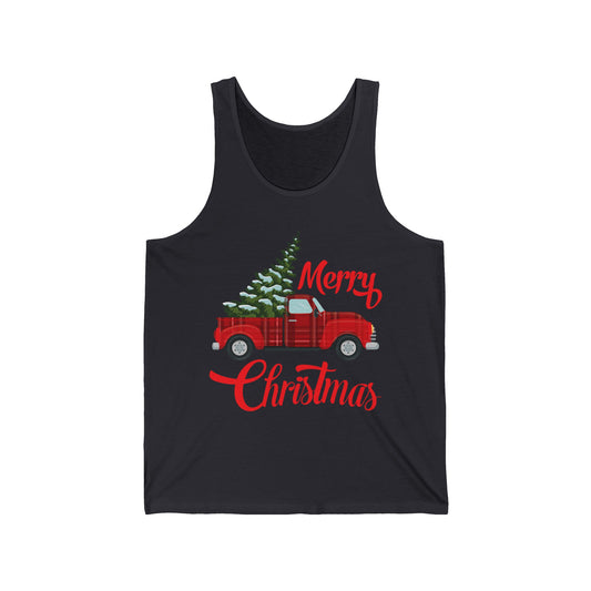 Merry Christmas Buffalo Plaid Red Truck Tree Xmas Tank Tops Men Women