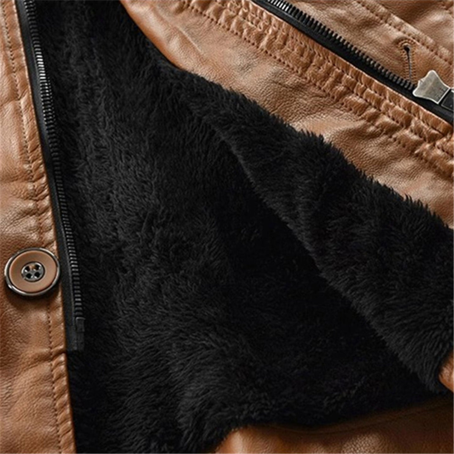 Men Solid Color Hooded Motorcycle Jackets Fashion Long Leather Coat Outerwear Fleece Leather Jacket